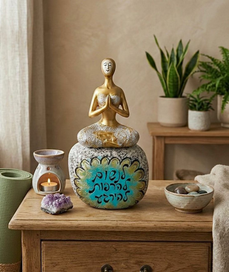 פסלון יוגה עם אבן השראה – פריט מדיטציה לבית